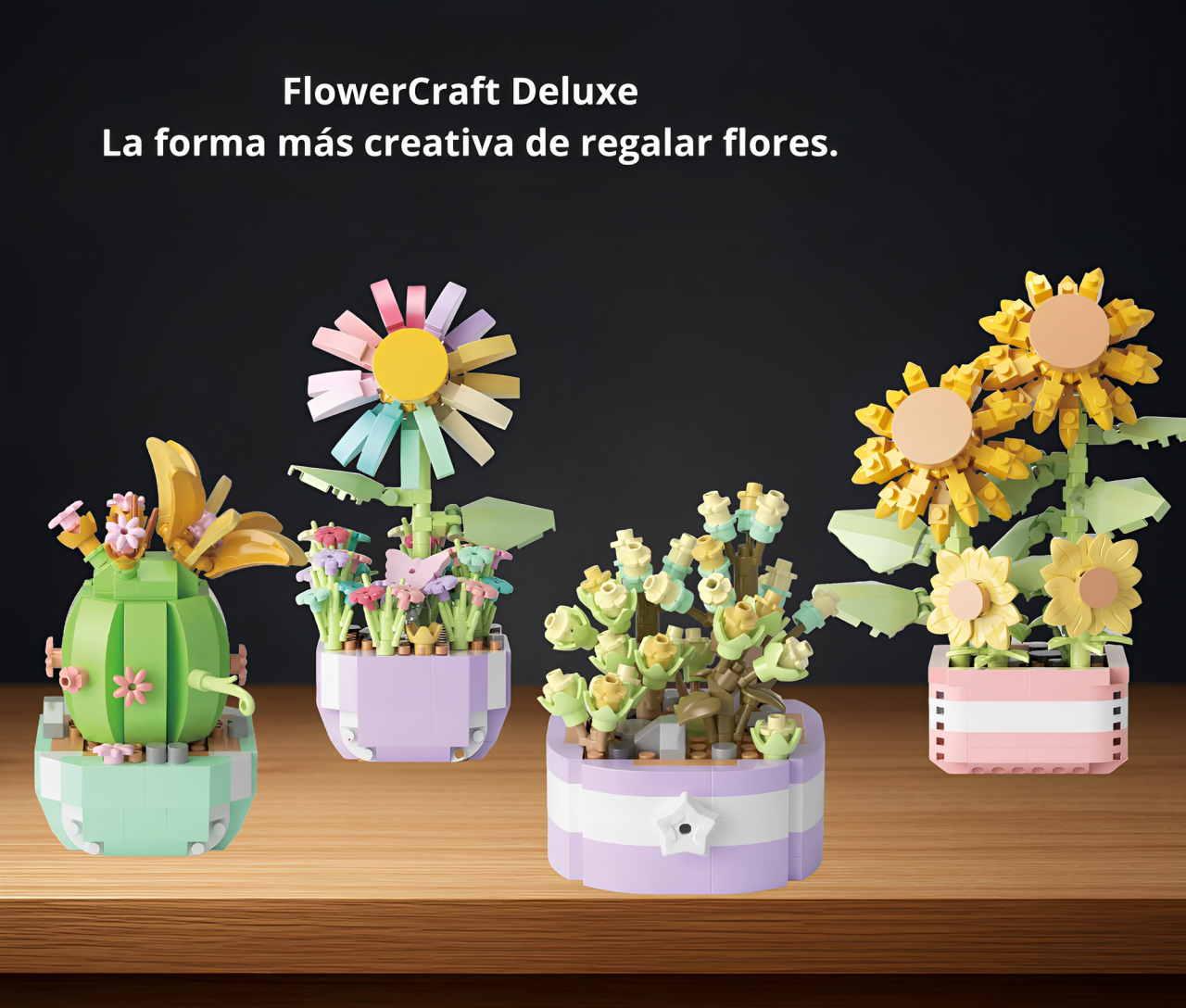 Set de flores estilo lego para armar en casa - FlowerCraft Deluxe